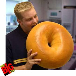 When bagel is bigger than a pizza you can eat breakfast anytime!