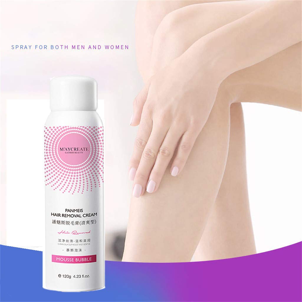 Big Promotion! Weite Unisex Hair Removal Foaming Cream, Women Men Painless Depilatory Mousse Spray for Body Underarms Knees Arms Ankles Legs Bikini Area Skin (White)