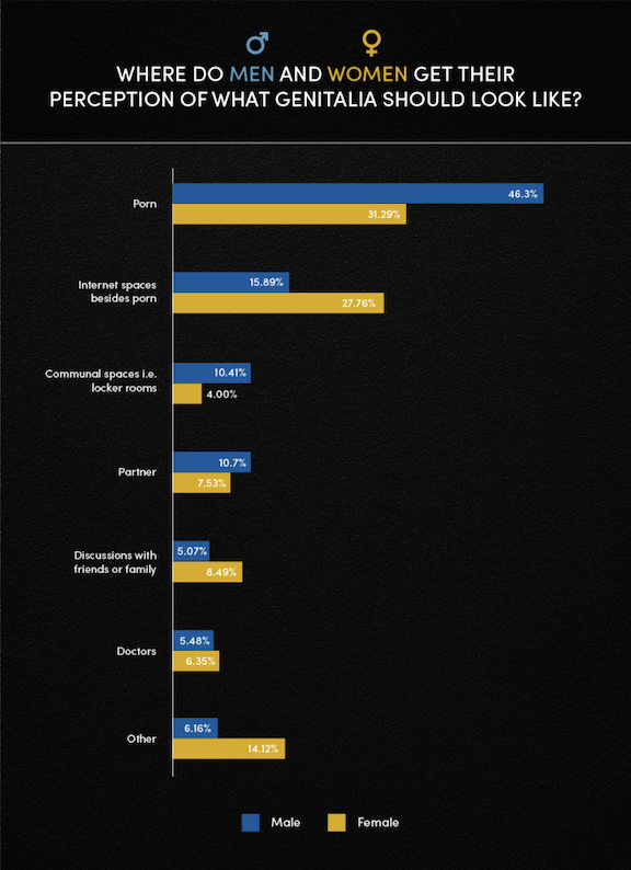 Where do Men and Women get their perception of what genitalia should look like?