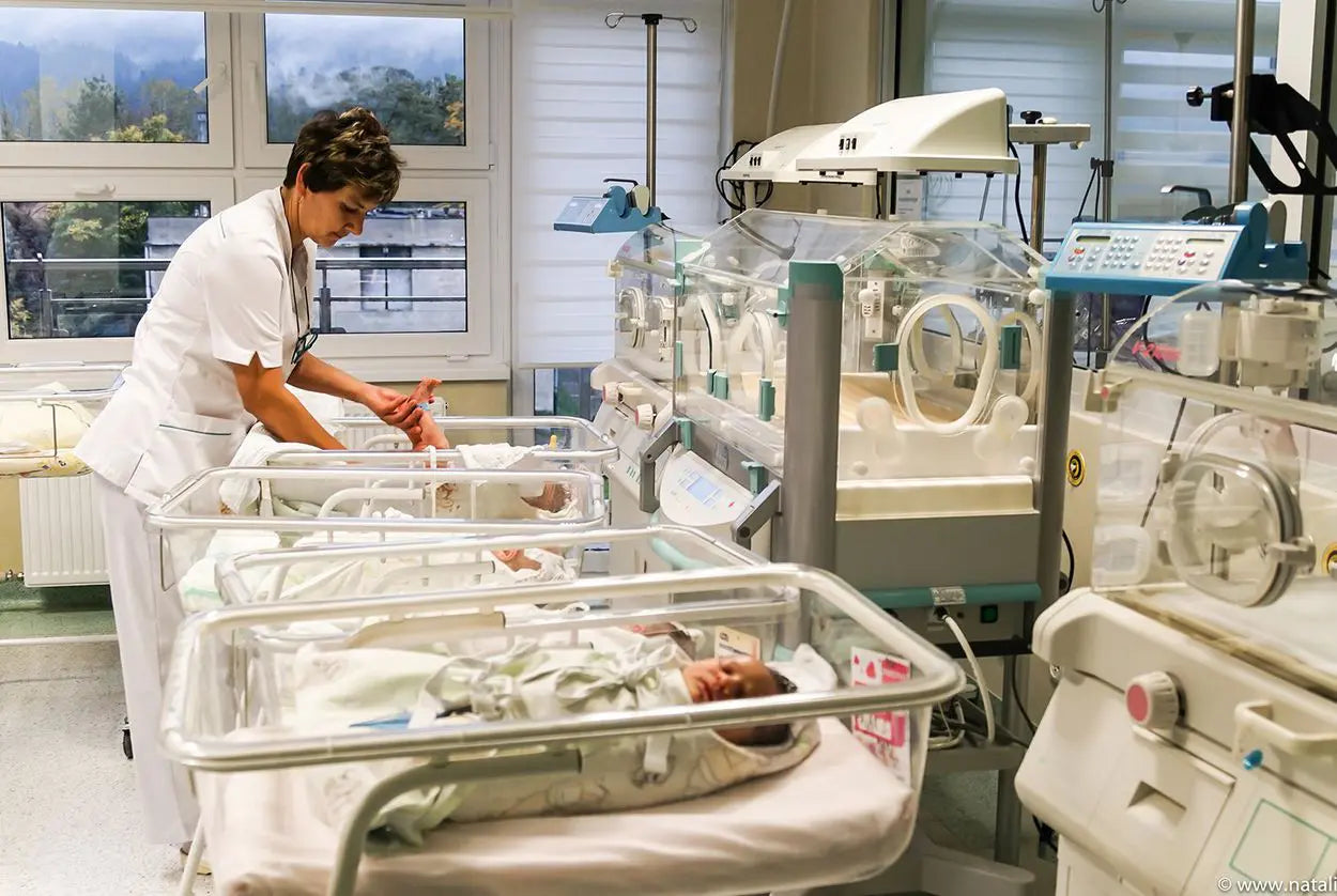 A midwife cares for a newborn baby at the Independent Public Health Care Center in Myślenice, Poland.