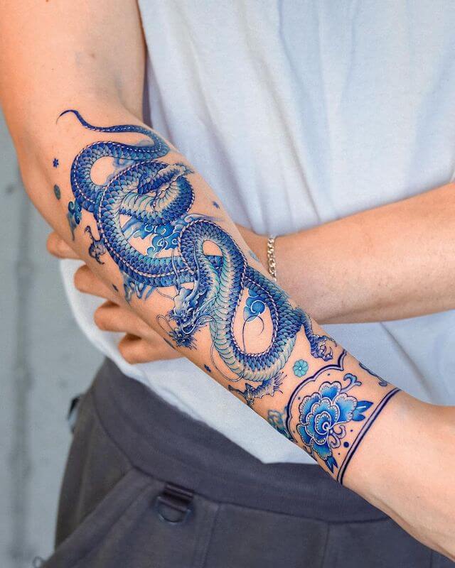 Porcelain Style Dragon Half Sleeve