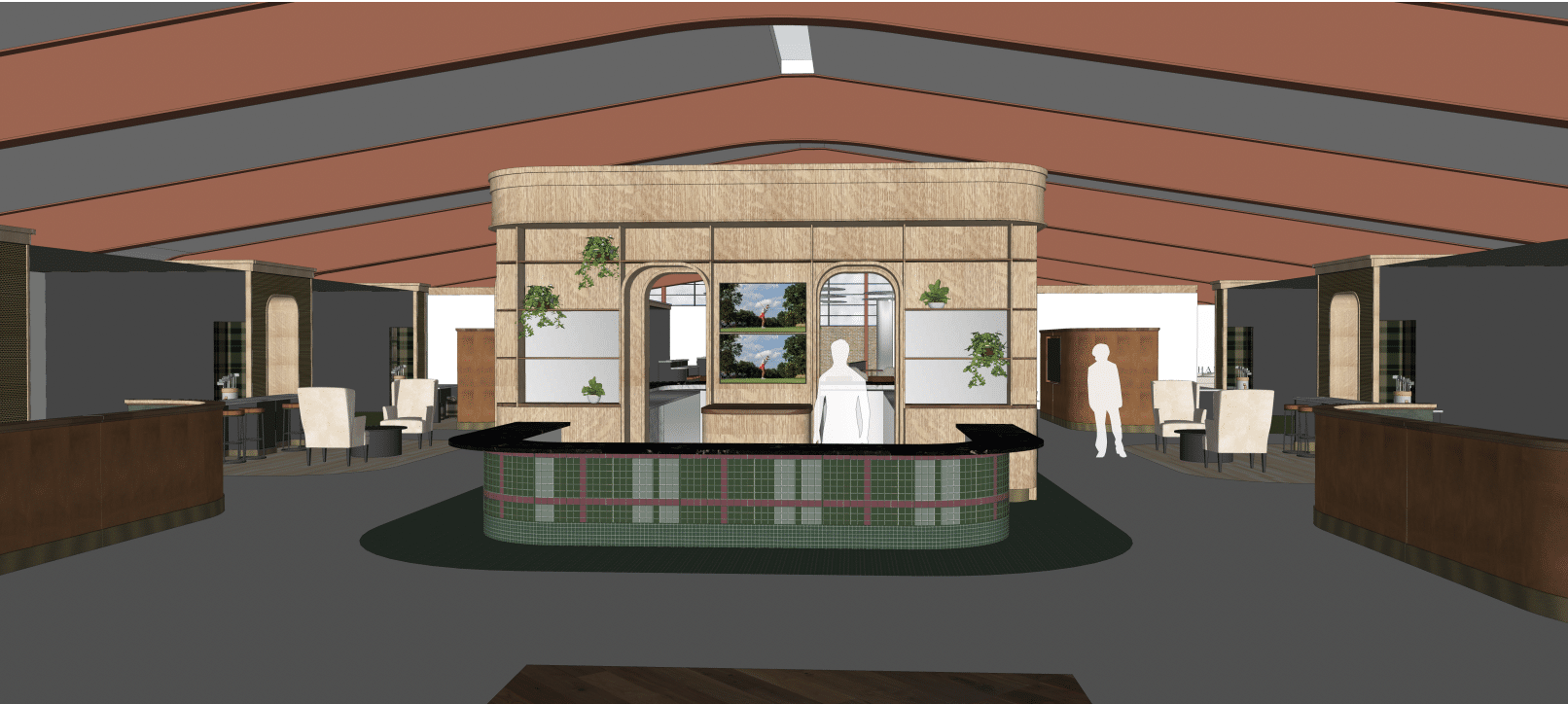 A rendering of the inside of the Hangar Club, opening later this year in Lowry. (Courtesy Hangar Club)