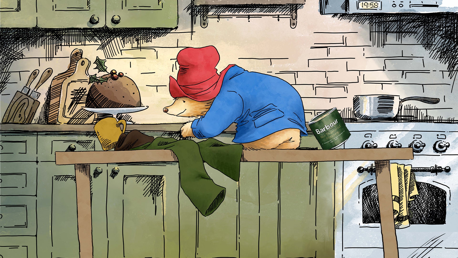 Barbour launches Paddington Bear Christmas campaign celebrating re-waxing centenary