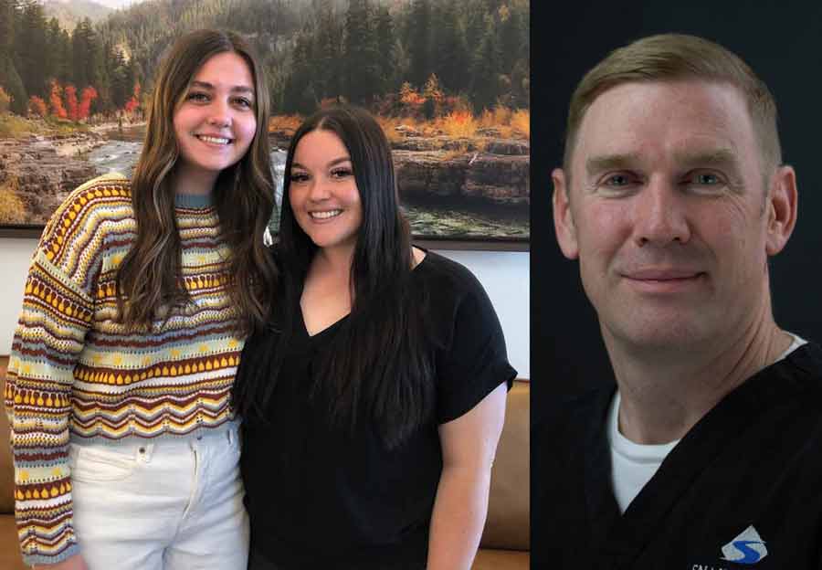 From left: Marketing intern Hannah Egbert, clinic manager Makell Adamson and Dr. Bryan Lee make up a portion of the team at Pure Esthetics and Surgical Arts. | Photo on right courtesy Makell Adamson