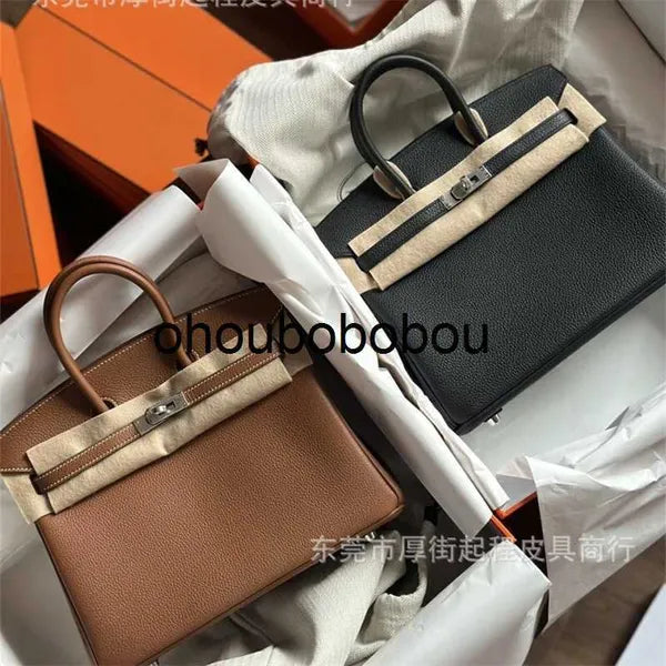 High-end Platinum Handbag Leather Hand-stitched Bag Togo Top Layer Cowhide Lychee Grain Single-shoulder Portable Leisure Commuter Bag