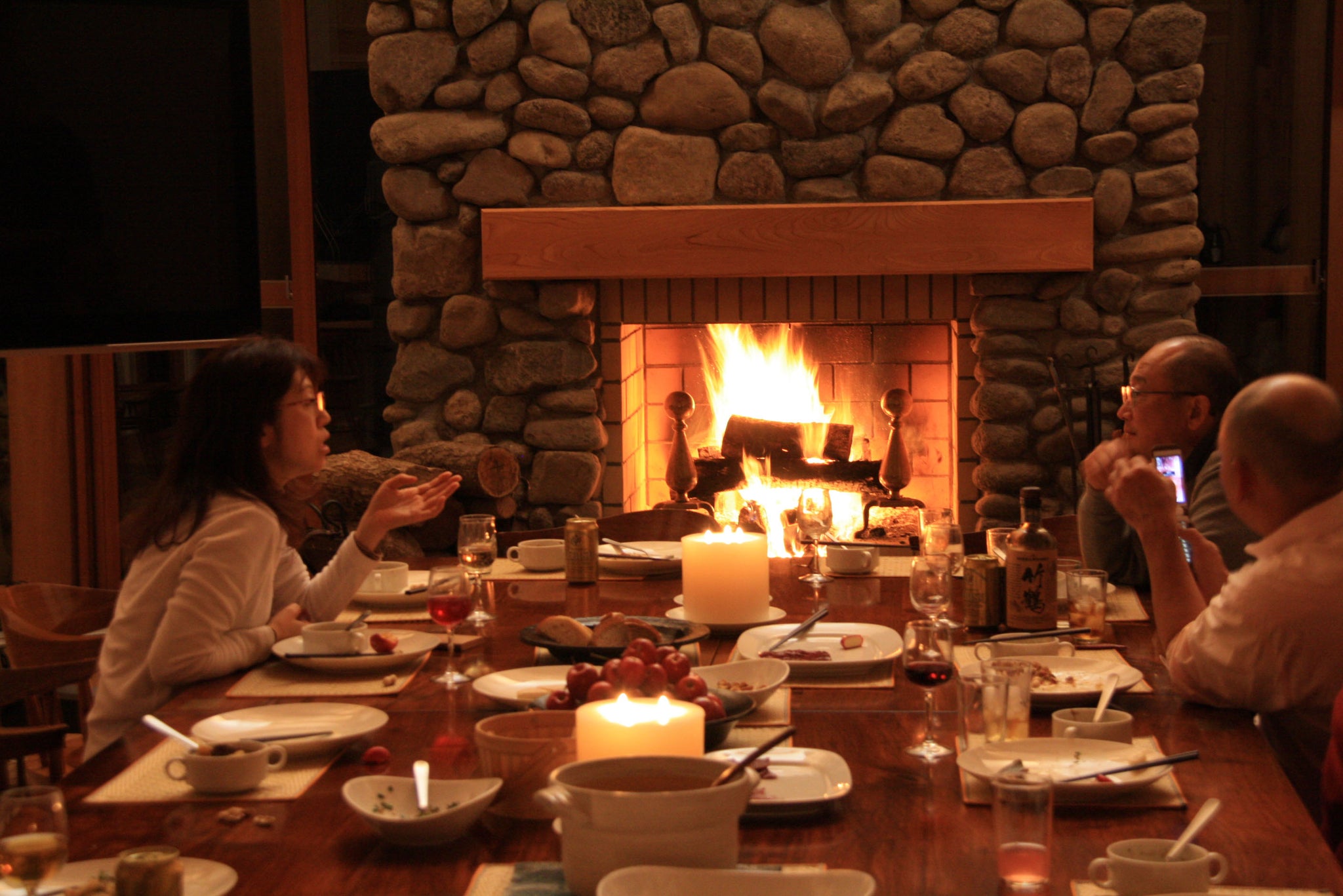 Warmth and heat: Trust members chat over dinner at our new Afan Centre. | C.W. NICOL PHOTO