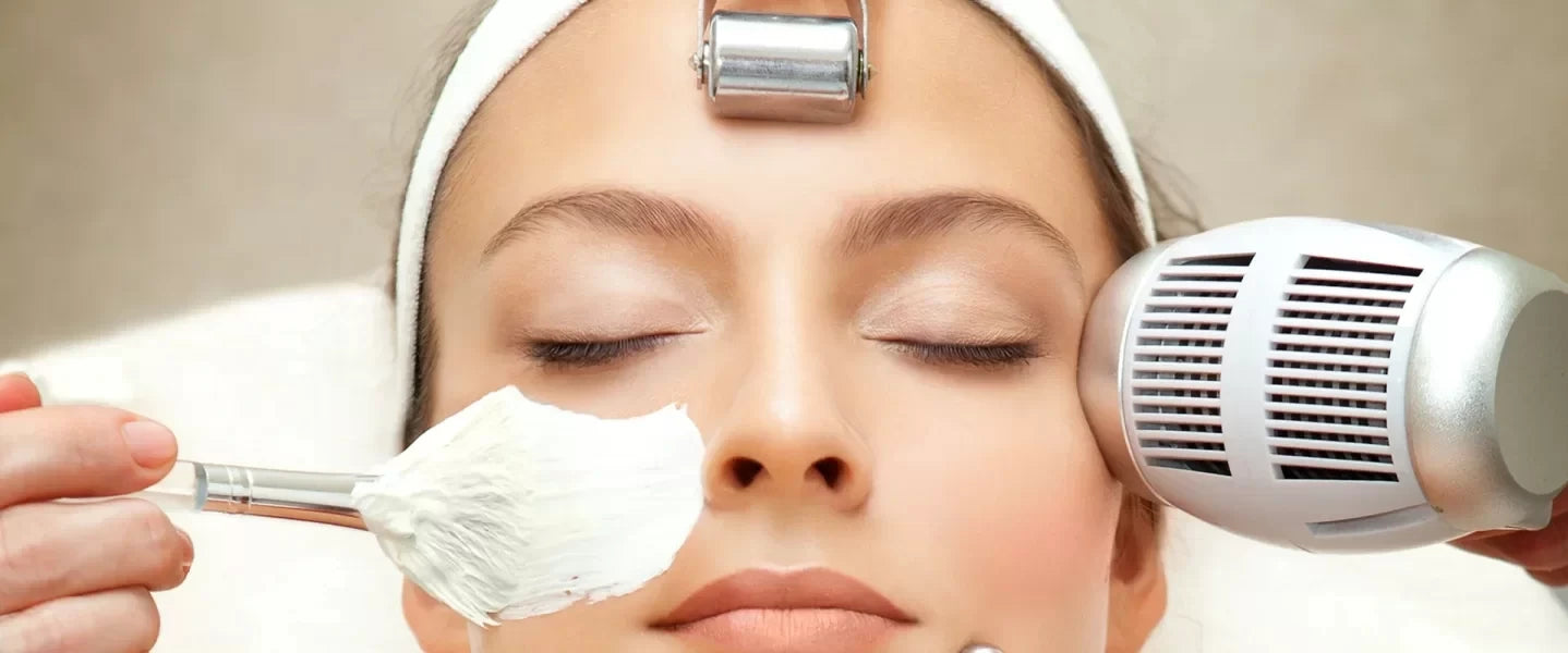 Young Beautiful Woman Having Various Facial Treatment