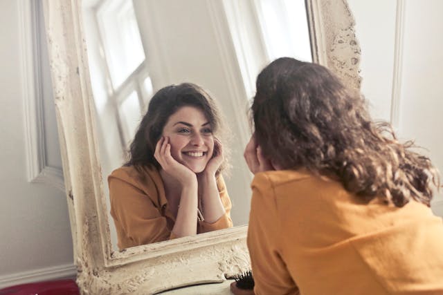 Photo by Andrea Piacquadio: https://www.pexels.com/photo/photo-of-woman-looking-at-the-mirror-774866/